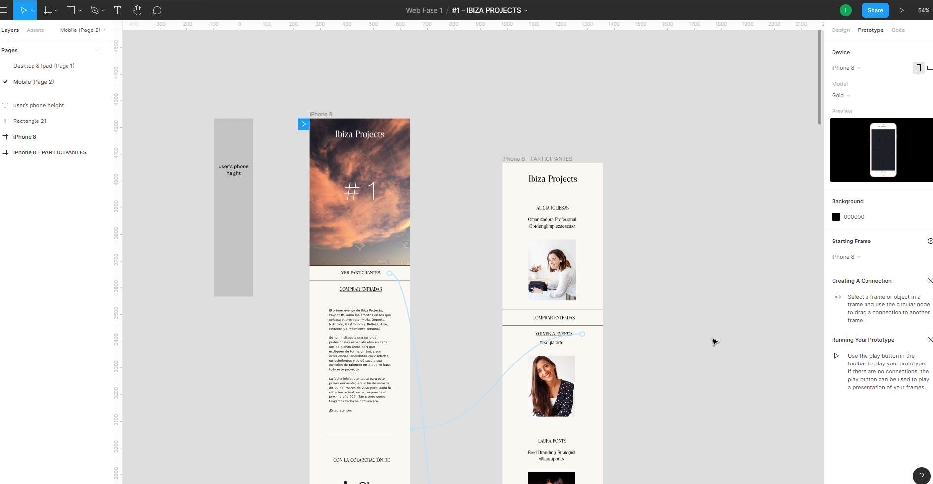 Figma screencapture showing prototyping feature